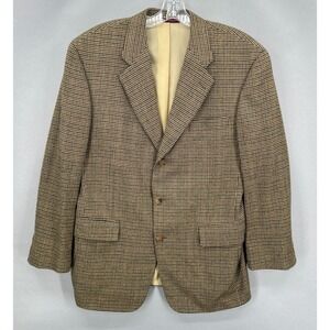 Samuelsohn Sport Coat Jacket Mens 42 R Houndstooth Brown Tan 3 Button Classic